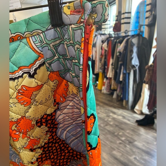Vintage puff print skirt with teal orange and yellow S - Picture 3 of 3